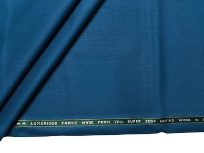 Raymond Styleford 70% Wool Super 130s Suiting Fabric (Teal Blue, Plain Weave)
