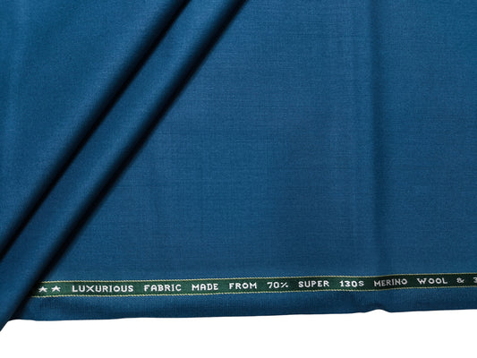 Raymond Styleford 70% Wool Super 130s Suiting Fabric (Teal Blue, Plain Weave)