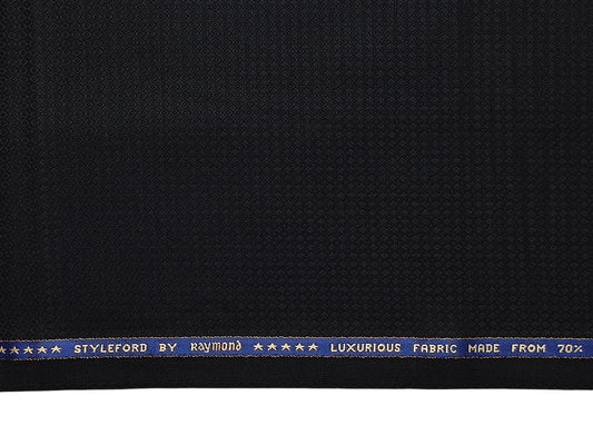 Raymond Styleford 70% Wool Super 130s Suiting Fabric (Black Patterned)