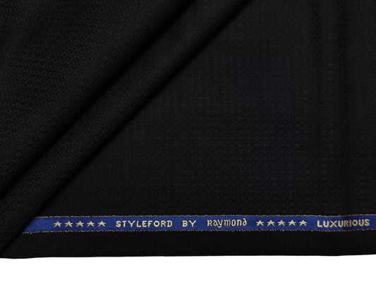 Raymond Styleford 70% Wool Super 130s Suiting Fabric (Black Patterned)