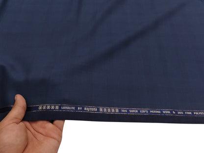 Raymond Luxolite 70% Wool Super 120s Suiting Fabric (Blue, Checkered)