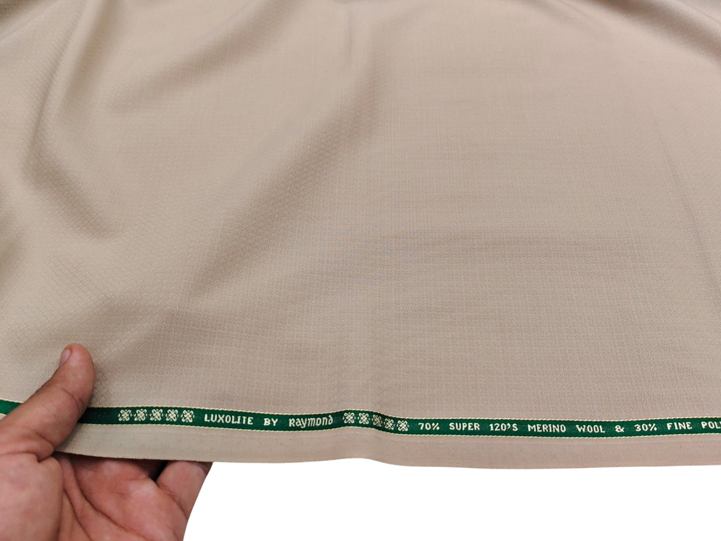 Raymond Luxolite 70% Wool Super 120s Suiting Fabric (Beige, Patterned)
