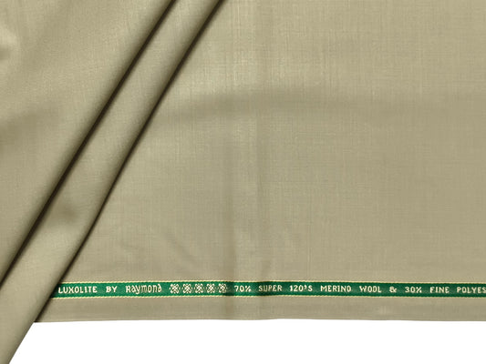 Raymond Luxolite 70% Wool Super 120s Suiting Fabric (Beige , Plain Weave)