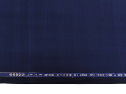 Raymond Luxolite 70% Wool Super 120s Suiting Fabric (Classic Blue, Checks)