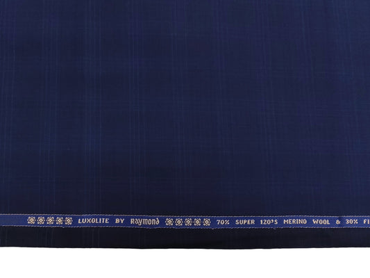 Raymond Luxolite 70% Wool Super 120s Suiting Fabric (Classic Blue, Checks)