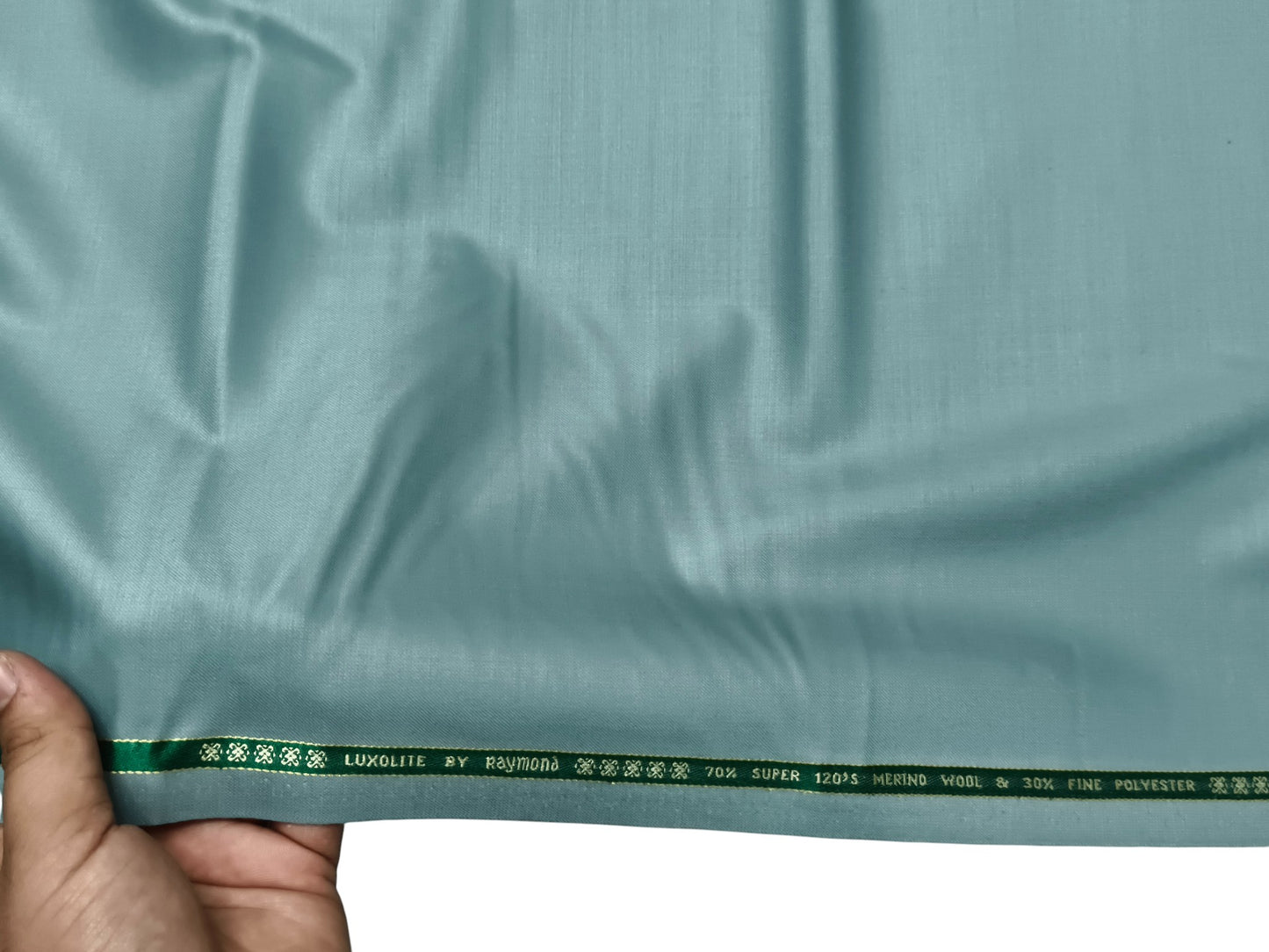 Raymond Luxolite 70% Wool Super 120s Suiting Fabric (Ice Blue, Plain Weave)