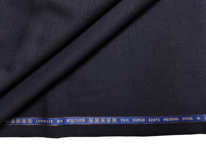 Raymond Luxolite 70% Wool Super 120s Suiting Fabric (Dark Navy Blue, Vibrant Checks)
