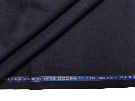 Raymond Luxolite 70% Wool Super 120s Suiting Fabric (Dark Navy Blue, Vibrant Checks)
