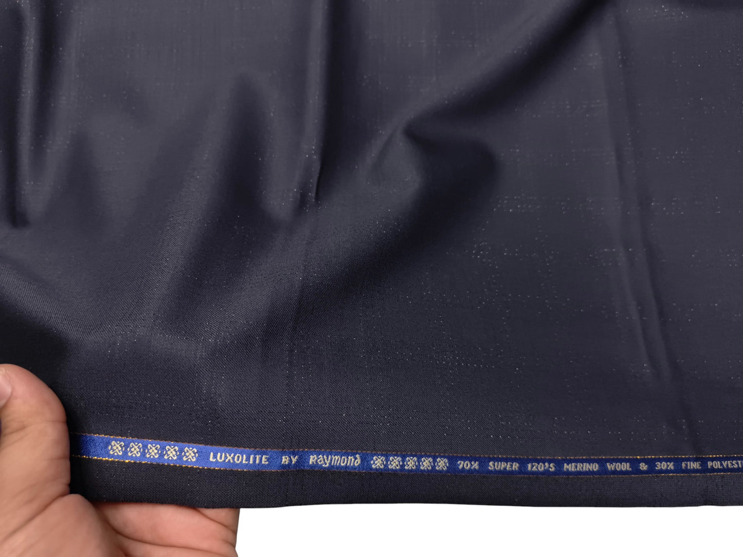 Raymond Luxolite 70% Wool Super 120s Suiting Fabric (Dark Navy Blue, Vibrant Checks)
