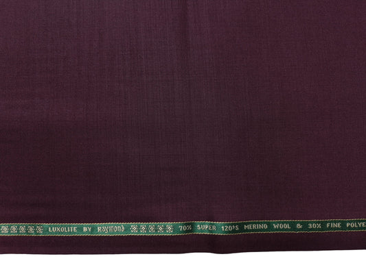Raymond Luxolite 70% Wool Super 120s Suiting Fabric (Maroon, Plain Weave)