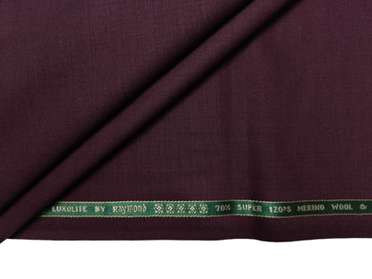 Raymond Luxolite 70% Wool Super 120s Suiting Fabric (Maroon, Plain Weave)