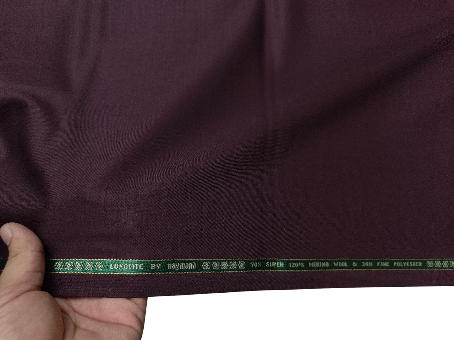Raymond Luxolite 70% Wool Super 120s Suiting Fabric (Maroon, Plain Weave)