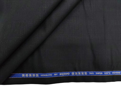 Raymond Luxolite 70% Wool Super 120s Suiting Fabric (Black, Vibrant Checks)