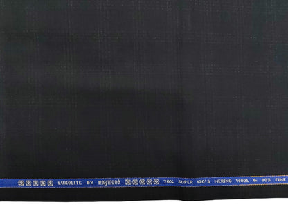 Raymond Luxolite 70% Wool Super 120s Suiting Fabric (Black, Vibrant Checks)