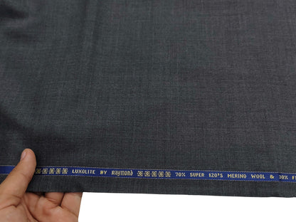 Raymond Luxolite 70% Wool Super 120s Suiting Fabric (Classic Grey, Plain )