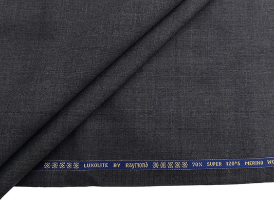 Raymond Luxolite 70% Wool Super 120s Suiting Fabric (Classic Grey, Plain )
