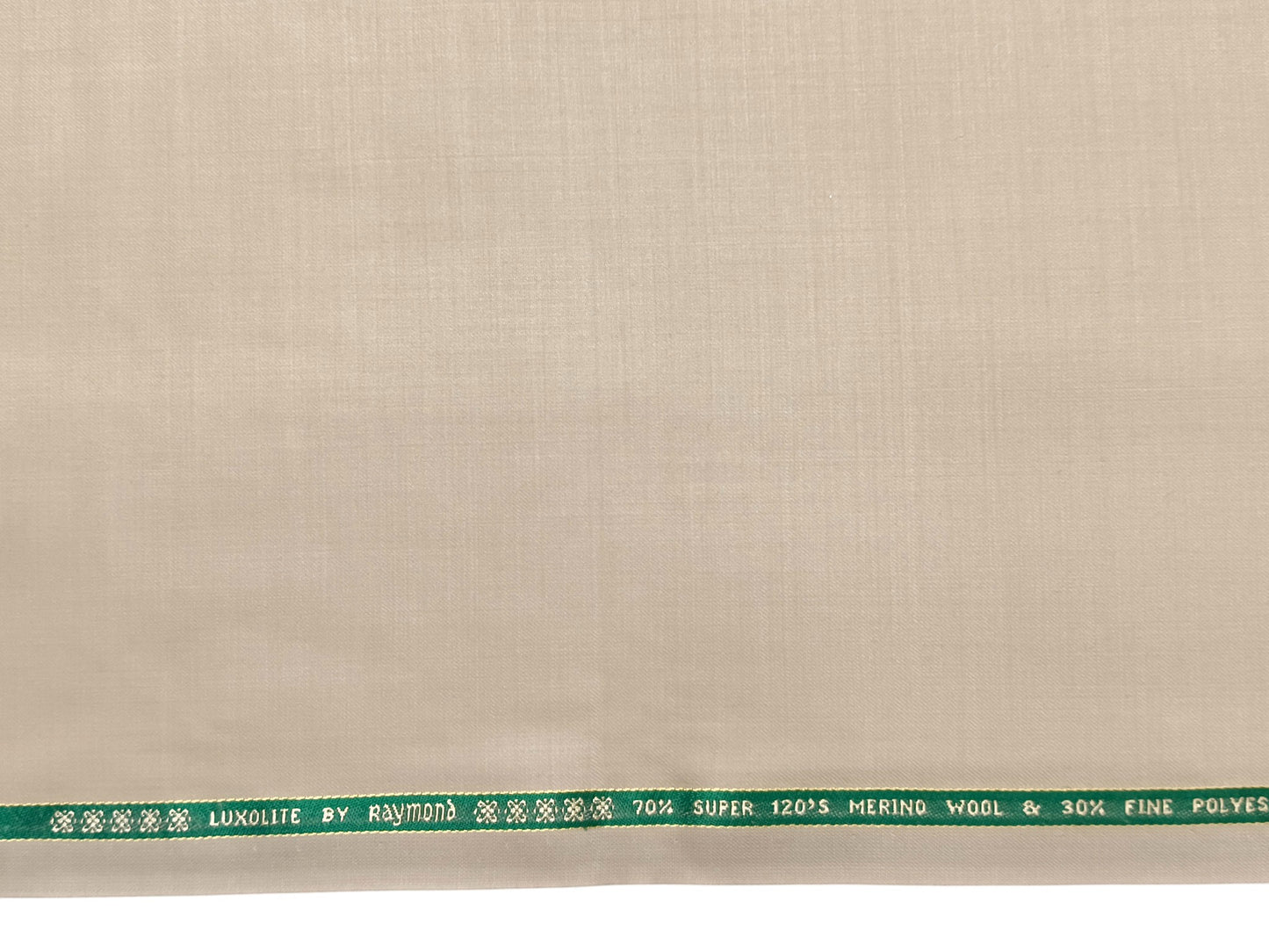 Raymond Luxolite 70% Wool Super 120s Suiting Fabric (Beige Cream, Plain Weave)