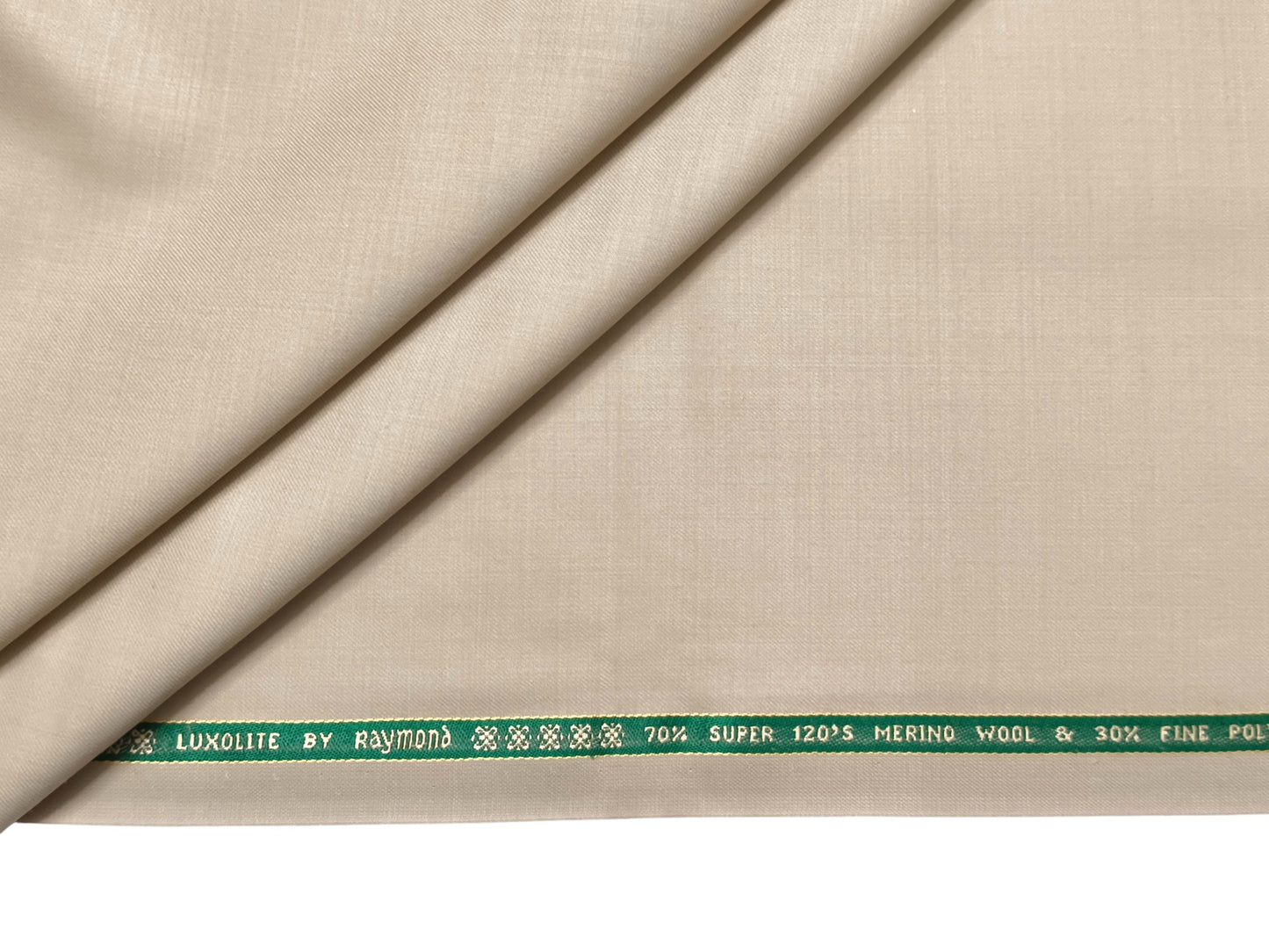Raymond Luxolite 70% Wool Super 120s Suiting Fabric (Beige Cream, Plain Weave)