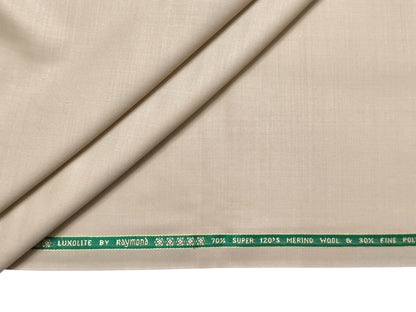 Raymond Luxolite 70% Wool Super 120s Suiting Fabric (Beige Cream, Plain Weave)