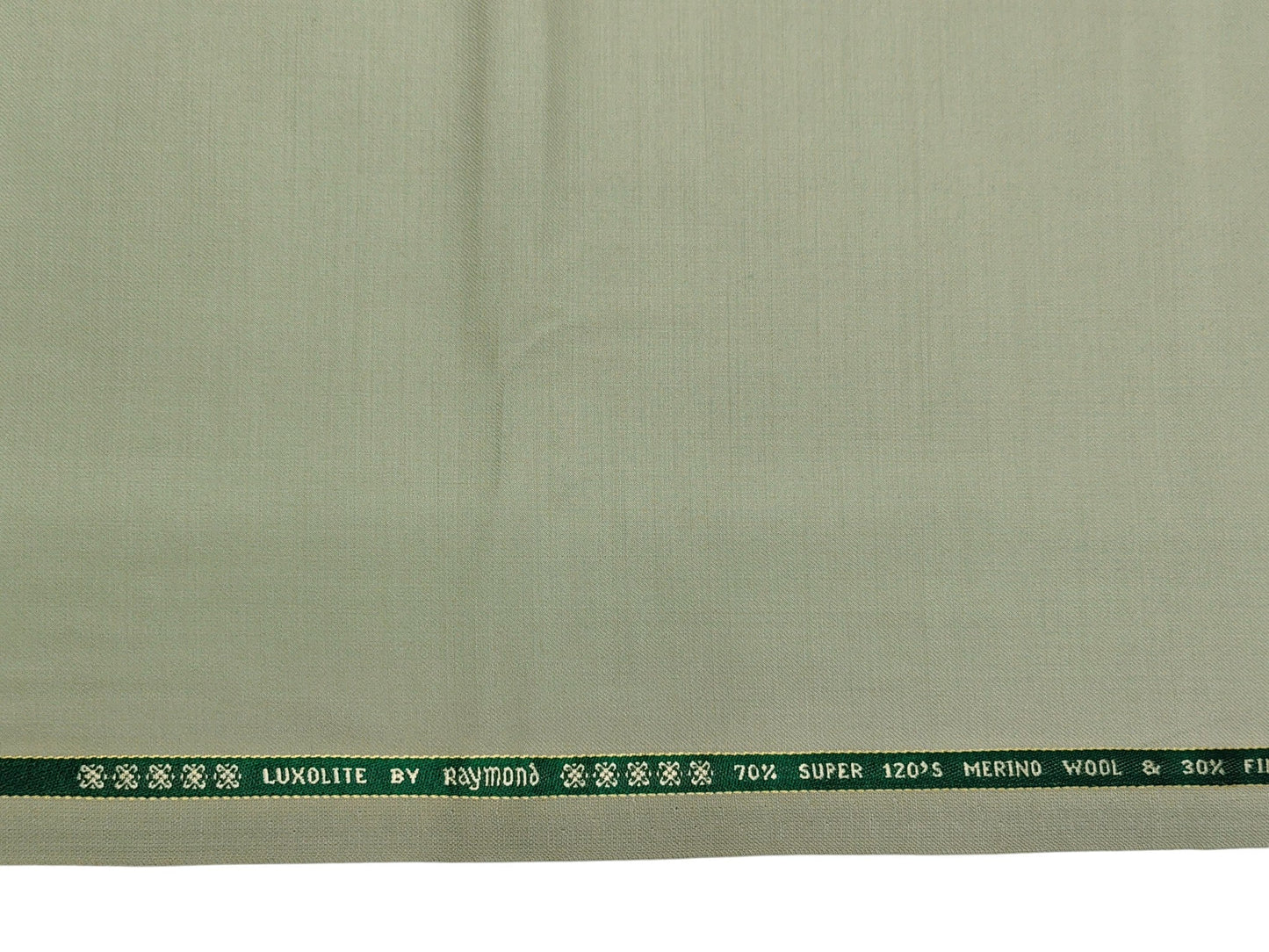 Raymond Luxolite 70% Wool Super 120s Suiting Fabric (Light Green, Plain Weave)