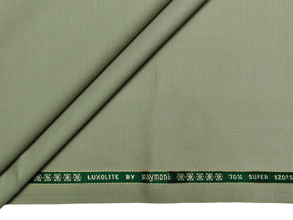 Raymond Luxolite 70% Wool Super 120s Suiting Fabric (Light Green, Plain Weave)