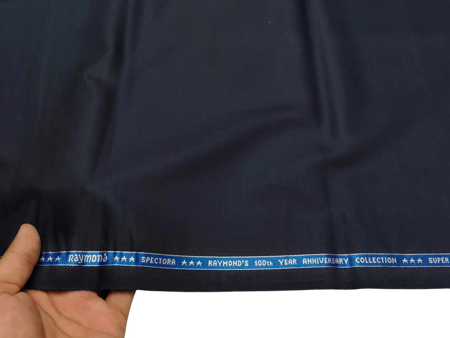 Raymond Spectora Super 140s Merino Wool Blend - 100th Year Anniversary Collection Suiting Fabric (Navy Blue, Plain Weave)