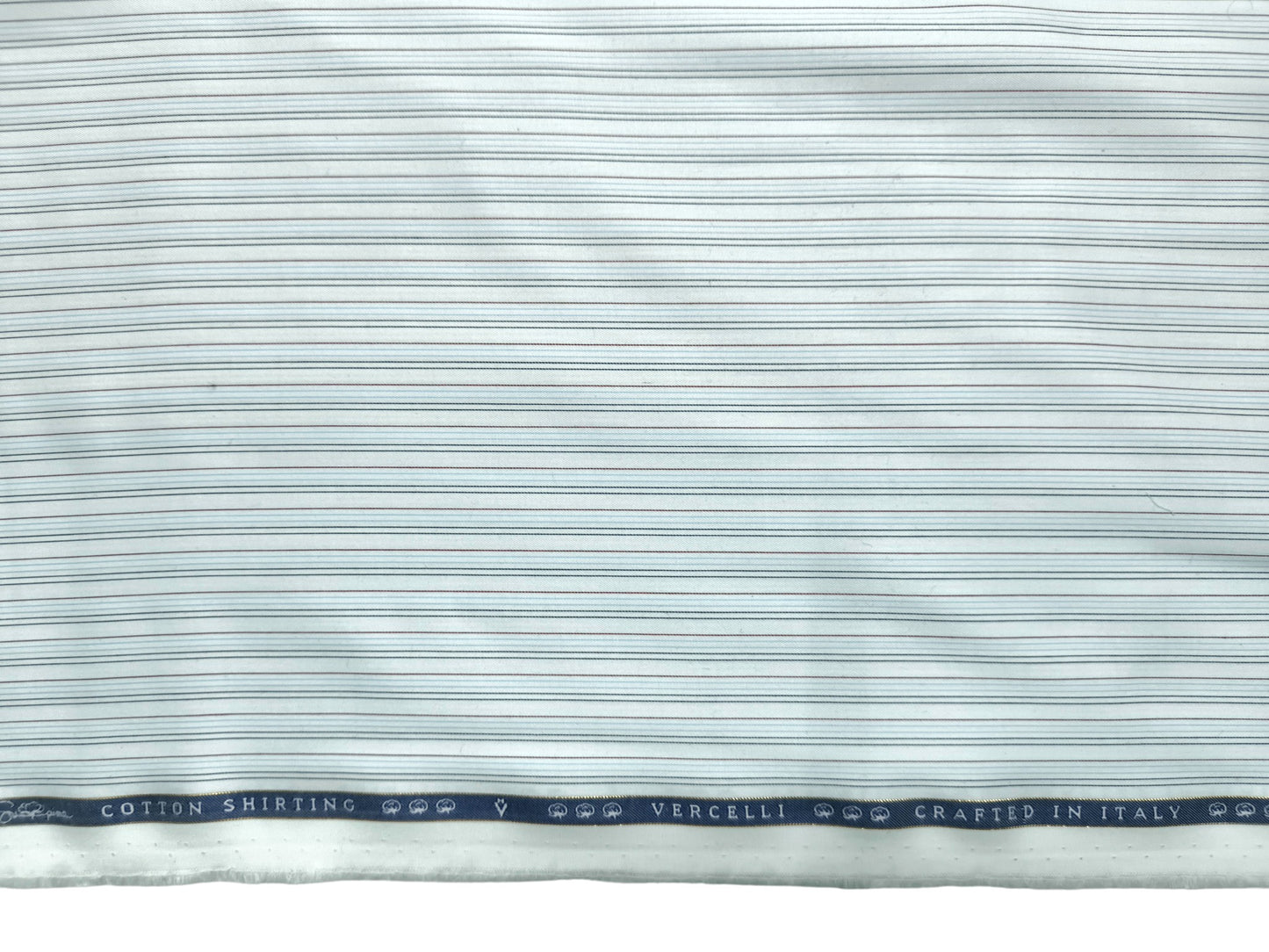 Vercelli Italy 2/120s 100% Finest Supima Cotton Shirting Fabric (White And Blue, Multistripes)