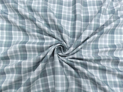 Vercelli Italy 2/100s Finest Supima Cotton Shirting Fabric (White And Green, Multichecks)