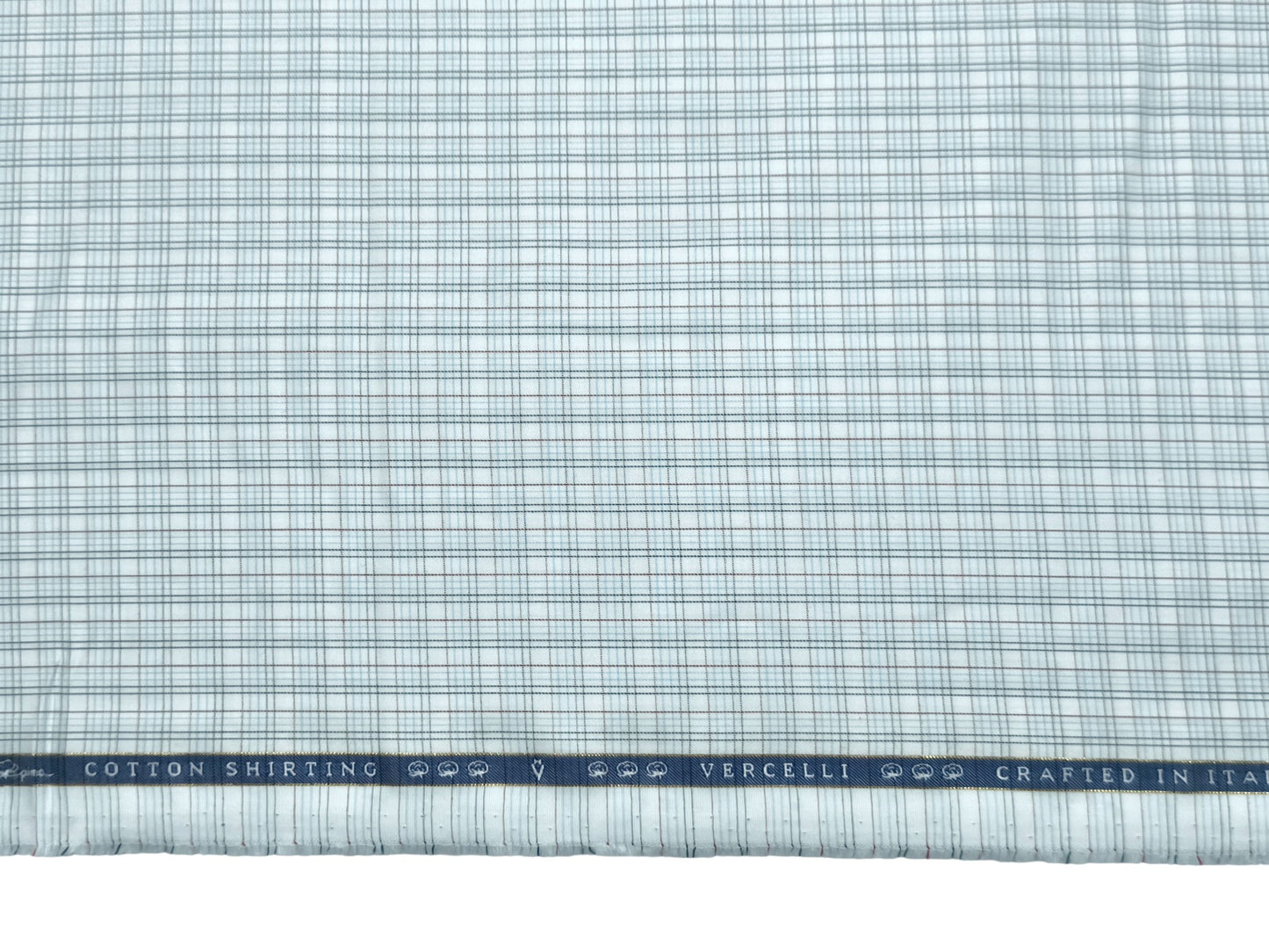 Vercelli Italy 2/120s 100% Finest Supima Cotton Shirting Fabric (White And Blue, Multichecks)