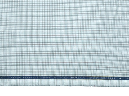 Vercelli Italy 2/120s 100% Finest Supima Cotton Shirting Fabric (White And Blue, Multichecks)
