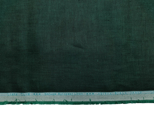 Linen Club 100% Pure European Linen Suiting Suiting Fabric (Dark Green, Plain )