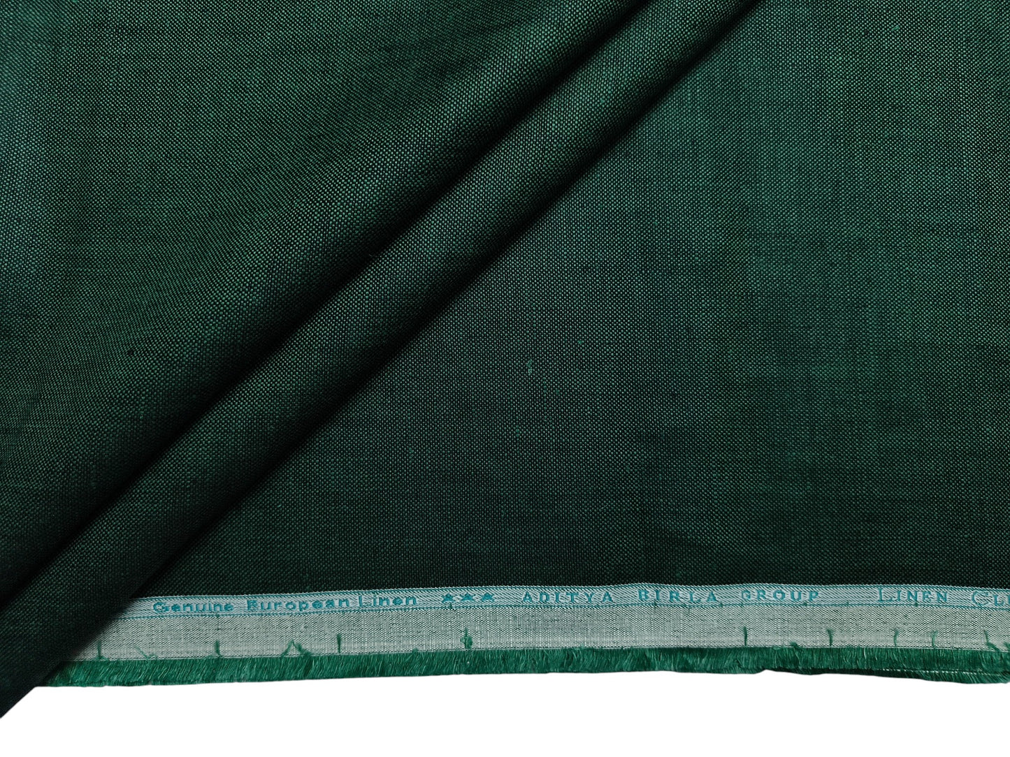 Linen Club 100% Pure European Linen Suiting Suiting Fabric (Dark Green, Plain )