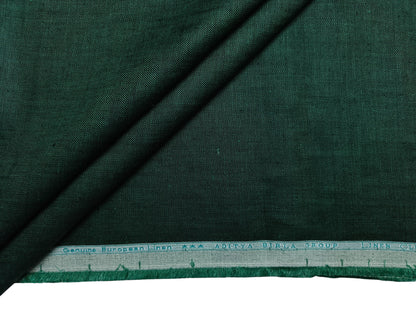 Linen Club 100% Pure European Linen Suiting Suiting Fabric (Dark Green, Plain )