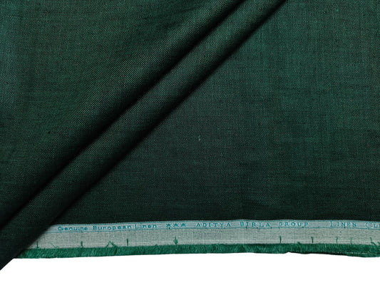 Linen Club 100% Pure European Linen Suiting Suiting Fabric (Dark Green, Plain )