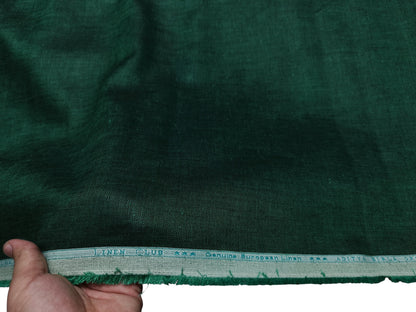 Linen Club 100% Pure European Linen Suiting Suiting Fabric (Dark Green, Plain )