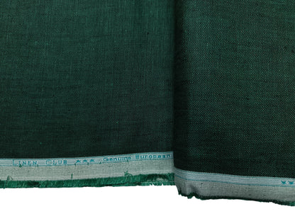 Linen Club 100% Pure European Linen Suiting Suiting Fabric (Dark Green, Plain )