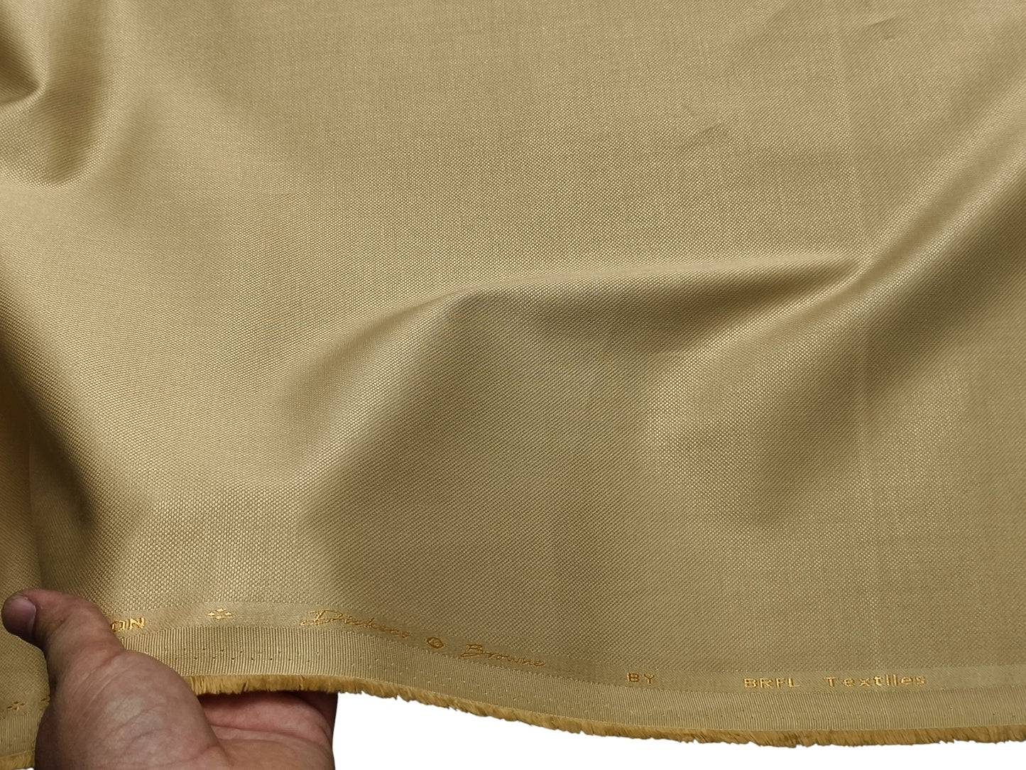 Dickens And Browne 100% Cotton Stretched Textured Suiting Fabric (Golden Beige Textured)