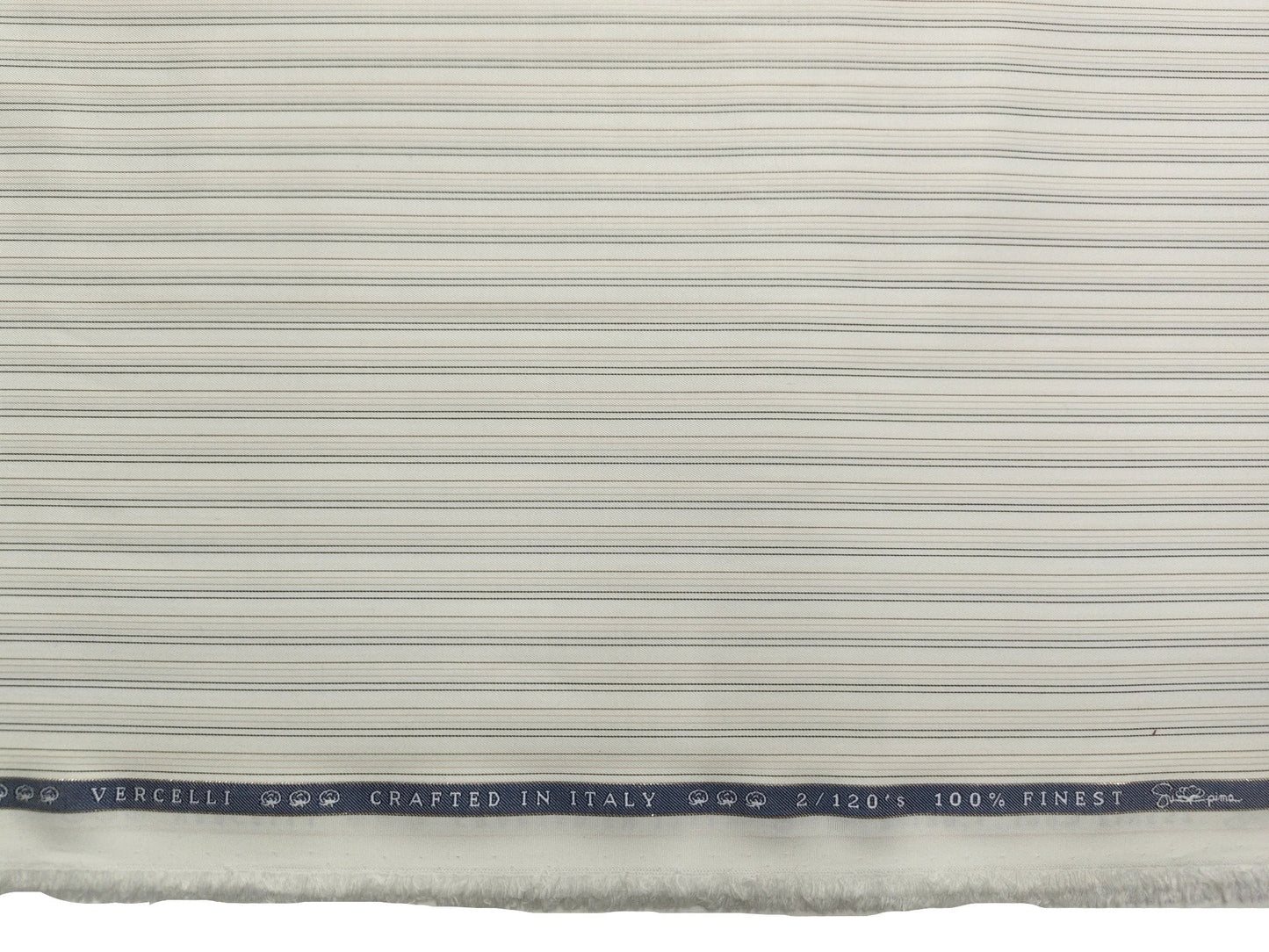 Vercelli Italy 2/120s Finest Supima Cotton Shirting Fabric (White And Brown, Stripes)