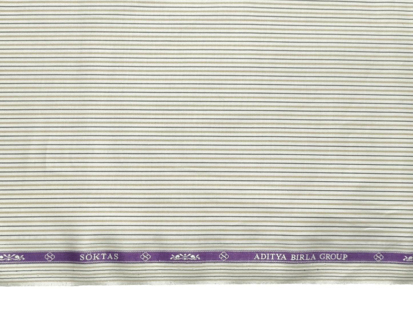 Giza House By Soktas 100% Premium Giza Cotton Shirting Fabric (White Yellow & Grey Stripes)