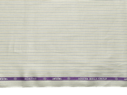 Giza House By Soktas 100% Premium Giza Cotton Shirting Fabric (White Yellow & Grey Stripes)