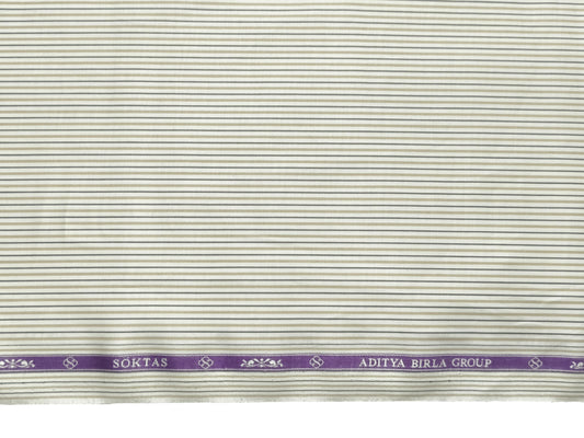 Giza House By Soktas 100% Premium Giza Cotton Shirting Fabric (White Yellow & Grey Stripes)