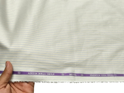 Giza House By Soktas 100% Premium Giza Cotton Shirting Fabric (White Yellow & Grey Stripes)