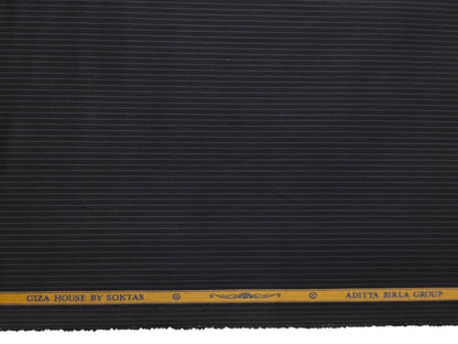 Giza House By Soktas 100% Premium Giza Cotton Shirting Fabric (Black, Stripes)