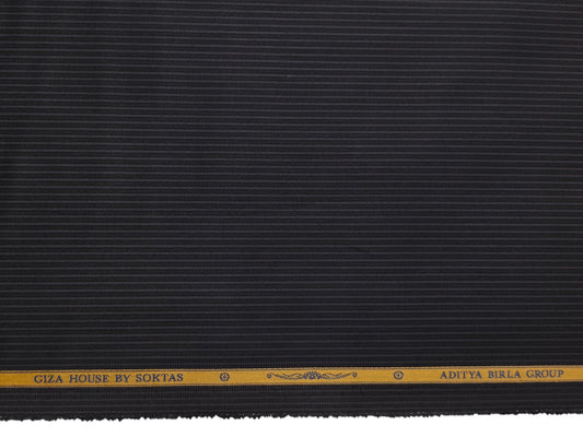 Giza House By Soktas 100% Premium Giza Cotton Shirting Fabric (Black, Stripes)