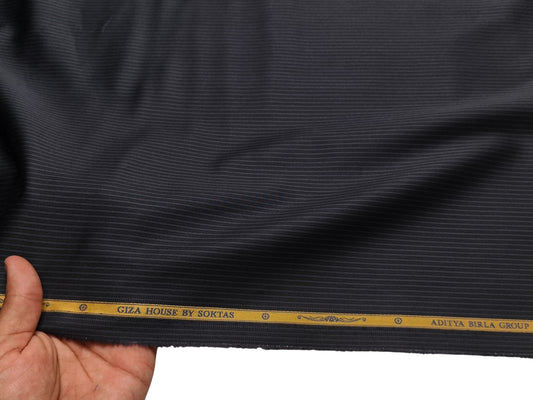 Giza House By Soktas 100% Premium Giza Cotton Shirting Fabric (Black, Stripes)