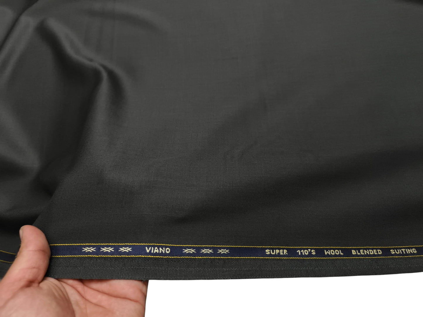 Valenzo Italy Super 110s Wool Blended Suiting Fabric (Dark Stone Grey, Plain)