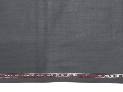 Adlantino Super 110s Extrafine Merino Wool Blended Suiting Fabric (Dark Steel Grey, Plain)