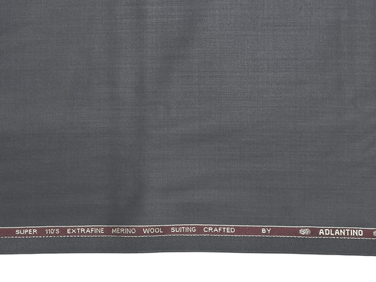 Adlantino Super 110s Extrafine Merino Wool Blended Suiting Fabric (Dark Steel Grey, Plain)