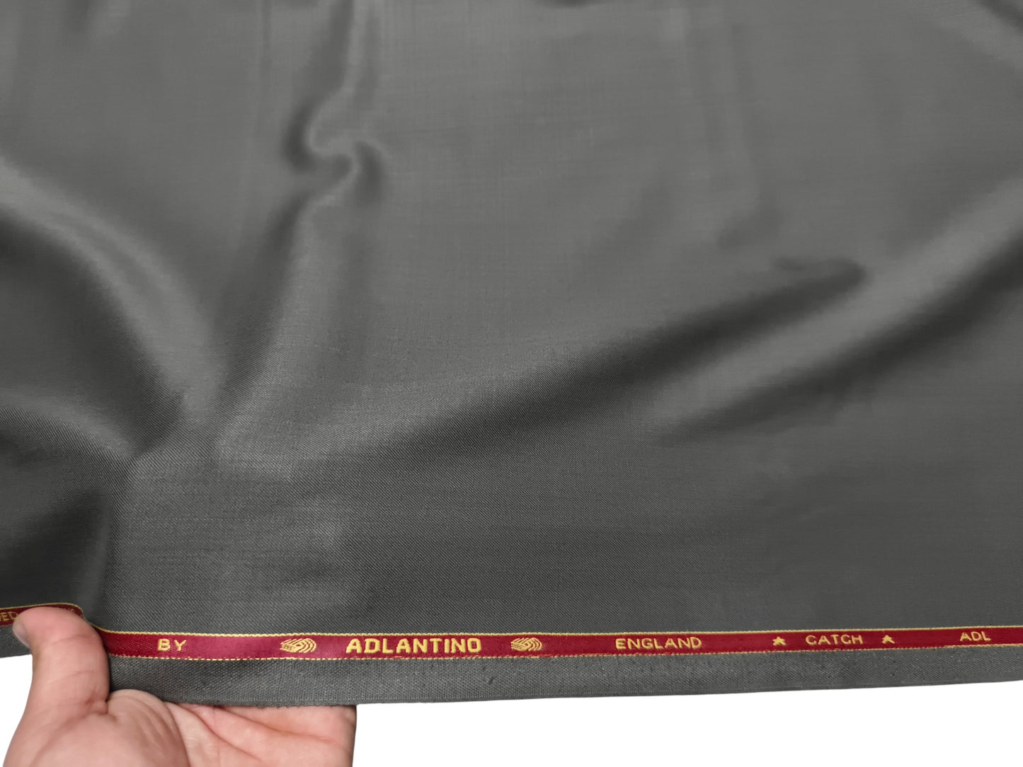 Adlantino Super 90s Extrafine Merino Wool Blended Suiting Fabric (Smoke Grey Plain)