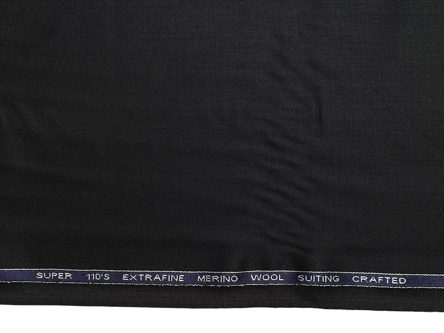 Adlantino Super 110s Extrafine Merino Wool Blended Suiting Fabric (Noir Charcoal, Plain)